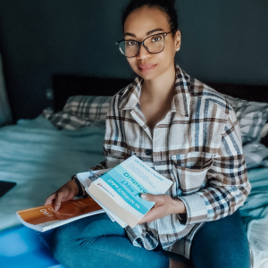 woman reading diabetes type one books